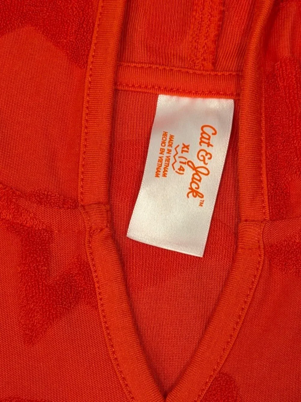 Cat & Jack Girls Cover Up XL 14 Red Star‎ Terry Hooded Swim Beach Dress